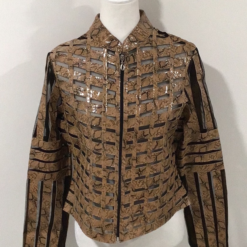 New Becky & Bobby Net and Vinyl Fitted Jacket, Size Medium